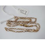 A flat link curb necklace in 9ct - 3gms