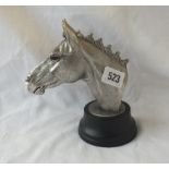 A silver mounted horse's head with plinth - 7" high