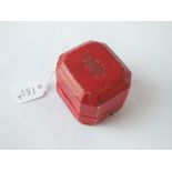 A red coloured antique ring box with monogram GR 1937 (coroanation)