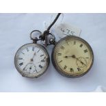 A gents silver pocket watch by WALTHAM with seconds dial & laides silver fob wathc with seconds dial