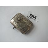 An unusual vesta case engraved with scrolls button to front - Chester 1904 by T & S