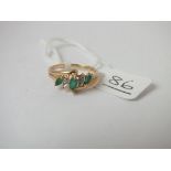 A Columbian emerald & diamond ring in 14ct gold - size J - 2gms
