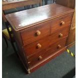 STAINED PINE CHEST OF 4 DRAWERS - 2 LONG, 2 SHORT