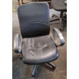 BLACK LEATHERETTE OFFICE SWIVEL CHAIR WITH ARMS