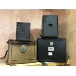 2 BROWNIE BOX CAMERAS WITH CASES