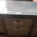 GREY METAL BISLEY 3 DRAWER CABINET 13'' TALL