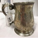 HEAVY PATTERNED SIL PINT TANKARD BY FULLER WHITE OF LONDON 1748, 356g