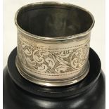 A WIDE SIL EDWARDIAN NAPKIN RING - B'HAM 1905