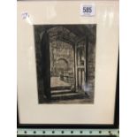 ANTIQUE ETCHING OF A GENT DATE 1751 TOGETHER WITH A 2 19THc ETCHINGS, "DOORWAY" AND ONE OTHER