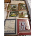 GROUP OF 6 ASSORTED TAPESTRIES AND NEEDLE WORKS OF DIFFERENT SUBJECTS