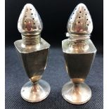 STERLING SIL ART DECO BALUSTER SHAPED SALT & PEPPER