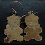 A PAIR OF HEAVY 9ct TEDDY BEAR EAR PENDANTS, 7.8g