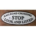 REPRO CAST IRON RAILROAD CROSSING STOP SIGN