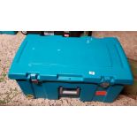 PLASTIC TURQUOISE WHEEL TRAVEL TRUNK