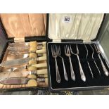 CASED SET OF FISH KNIVES & FORK'S & ANOTHER OF PASTRY FORK'S