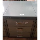 GREY METAL BISLEY 3 DRAWER CABINET 13'' TALL