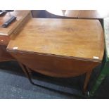 EDWARDIAN INLAID MAHOGANY DROP LEAF TABLE WITH DRAWER 1FT 7'' WIDE EXTENDING TO 3FT 10''