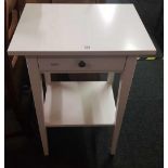 SMALL MODERN WHITE PAINTED HALL TABLE WITH DRAWER & SHELF UNDER