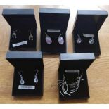 5 PAIRS OF SIL EARRINGS FOR PIERCED EARS