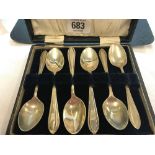 BOXED SET OF 6 SIL PLATED DECORATIVE TEA SPOONS