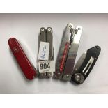 2 MULTI TLS - 1 BY VICTORIANOX, SWISS TOOL - 1 BY LEATHERMAN WAVE SWISS ARMY MULTI BLADED POCKET