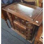 MAHOGANY CABINET WITH BRASS HANDLES TREADLE SINGER SEWING MACHINE