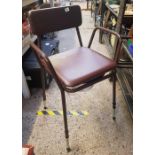 BROWN METAL PLASTIC SEATED COMMODE CHAIR
