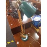 GREEN WOOD & METAL ANGLE POISE STYLE LAMP