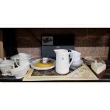 SHELF WITH BRITISH ANCHOR CHINAWARE, SLATE CHEESE BOARD & OTHER CHINA