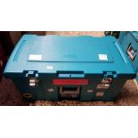 PLASTIC TURQUOISE WHEELED TRAVEL TRUNK