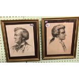PAIR OF PORTRAIT ETCHINGS. ONE OF RICHARD WAGNER THE OTHER OF HAYDN, BOTH SIGNED IN PENCIL.