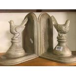 BIRD ON PLINTH RESIN BOOKENDS