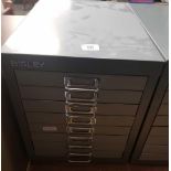 GREY METAL BISLEY 8 DRAWER CABINET 13'' TALL