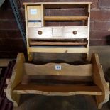 WOODEN BOOK RACK & A WOODEN KITCHEN PAPER TOWEL UNIT