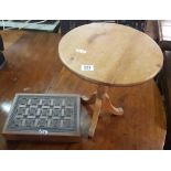 SMALL CARVED WOODEN BOX & SMALL WOODEN WINE TABLE