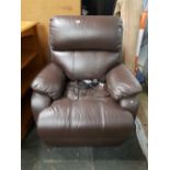 DARK BROWN LEATHERETTE ELECTRIC RECLINING ARMCHAIR