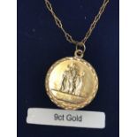 9ct GOLD ST.FRANCIS PRECIOUS FRIEND PENDANT & CHAIN