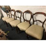 5 VARIOUS BALLOON BACK CARVED EDWARDIAN DINING CHAIRS (SIMILAR UPHOLSTERY)