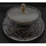 CUT GLASS POWDER JAR WITH DECORATIVE B'HAM SIL LID