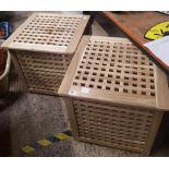 2 WOOD LIDDED SLATTED LAUNDRY BOXES