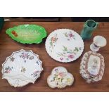 CARLTONWARE GREEN LEAF SALAD BOWL, GRAVY TUREEN, ROYAL DOULTON CLOVELLY PLATE & OTHER DISHES