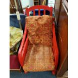 RED PAINTED FOLDING BACK RETRO CHAIR