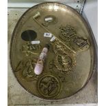 PLATED OVAL TRAY OF VARIOUS MODERN HORSE BRASSES