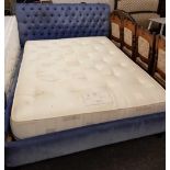 KING SIZE DREAM WORKS BED WITH PADDED BUTTON BACK SLEIGH TYPE HEADBOARD