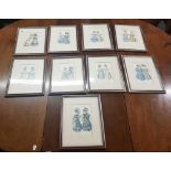 SET OF 9 F/G REGENCY FASHION PRINTS DATED 1829