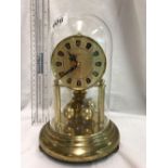 WEST GERMAN 1960's BRASS 400 DAY CLOCK WITH GLASS DOME