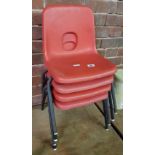 4 RED SEATED CHILDREN'S STACKING CHAIRS