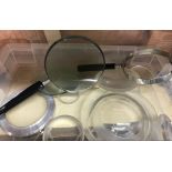 SMALL CARTON OF MISC MAGNIFYING GLASSES & LENSES