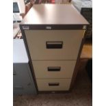 ACE METAL BROWN & CREAM 3 DRAWER FILING CABINET WITH LOCK