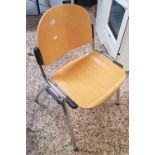 BEECH WOOD & CHROME RECEPTION CHAIR